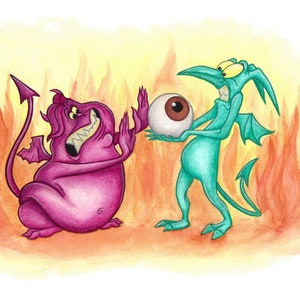 Disney’s Hercules - Pain & Panic - Watercolor Painting - PRINT