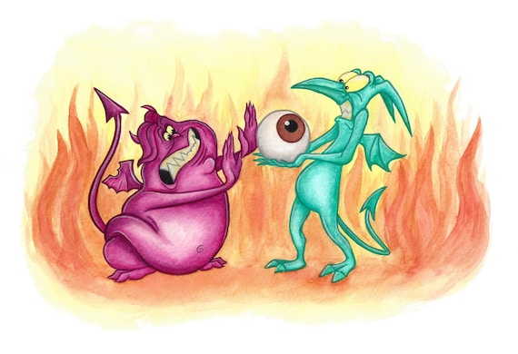 Disney's Hercules - Pain & Panic - Watercolor Painting - PRINT - Etsy