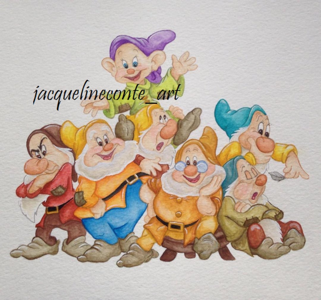 The Seven Dwarfs - Watercolor Print - Etsy