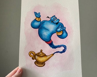 Disney’s Aladdin - Genie in the Lamp - Watercolor painting - PRINT AND ORIGINAL