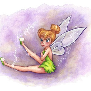 Sassy Tinkerbell Watercolor Painting - PRINT