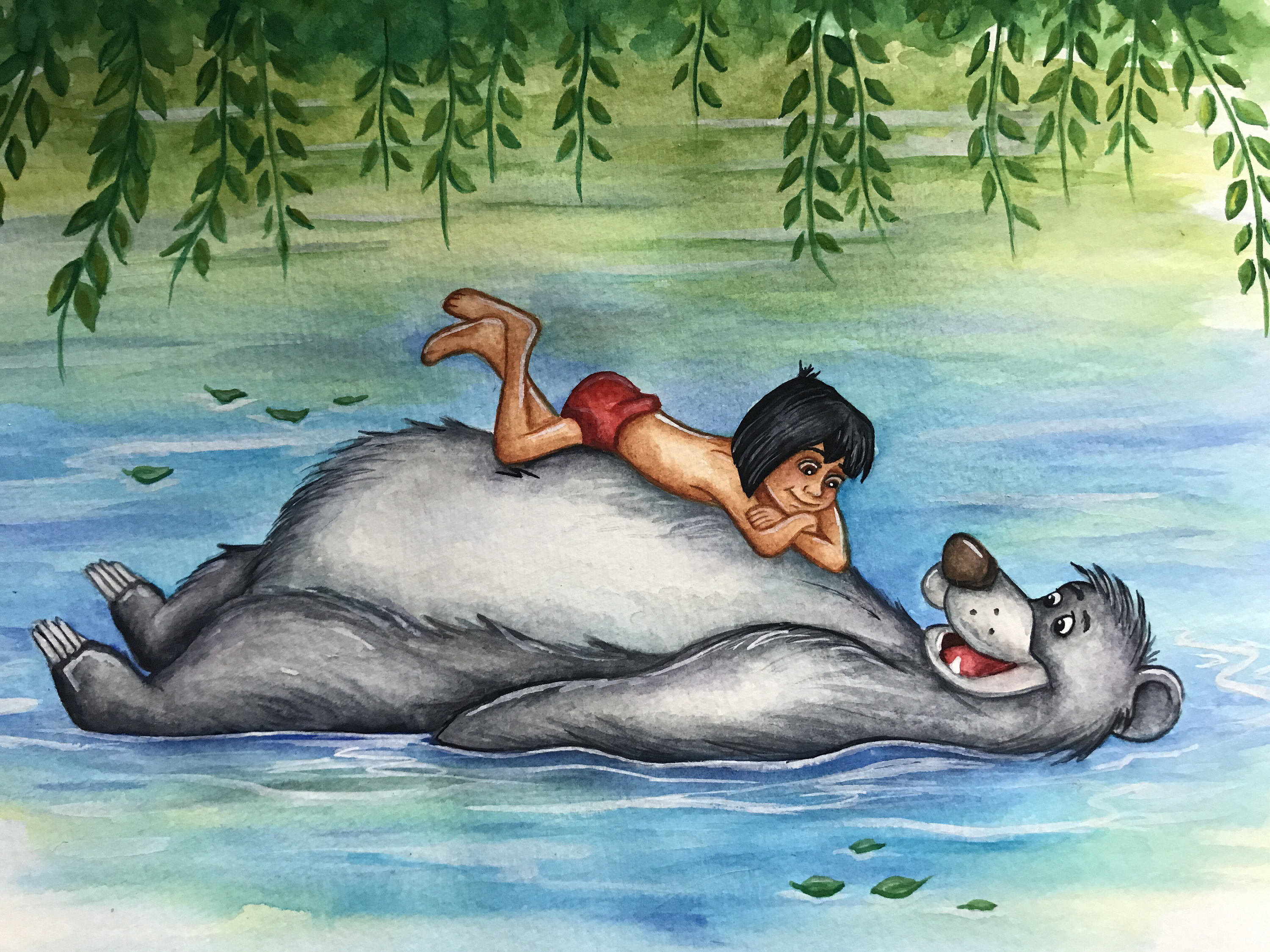 The Jungle Book Mowgli & Baloo Watercolor Painting Print - Etsy The Jungle Book Mowgli & Baloo Watercolor Painting Print - Etsy