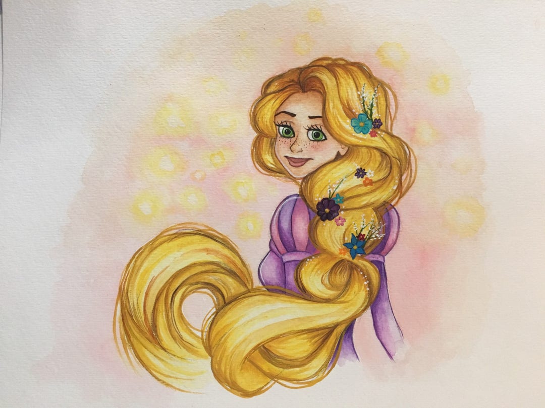 Rapunzel Tangled Disney Watercolor Painting Print and Original Painting ...