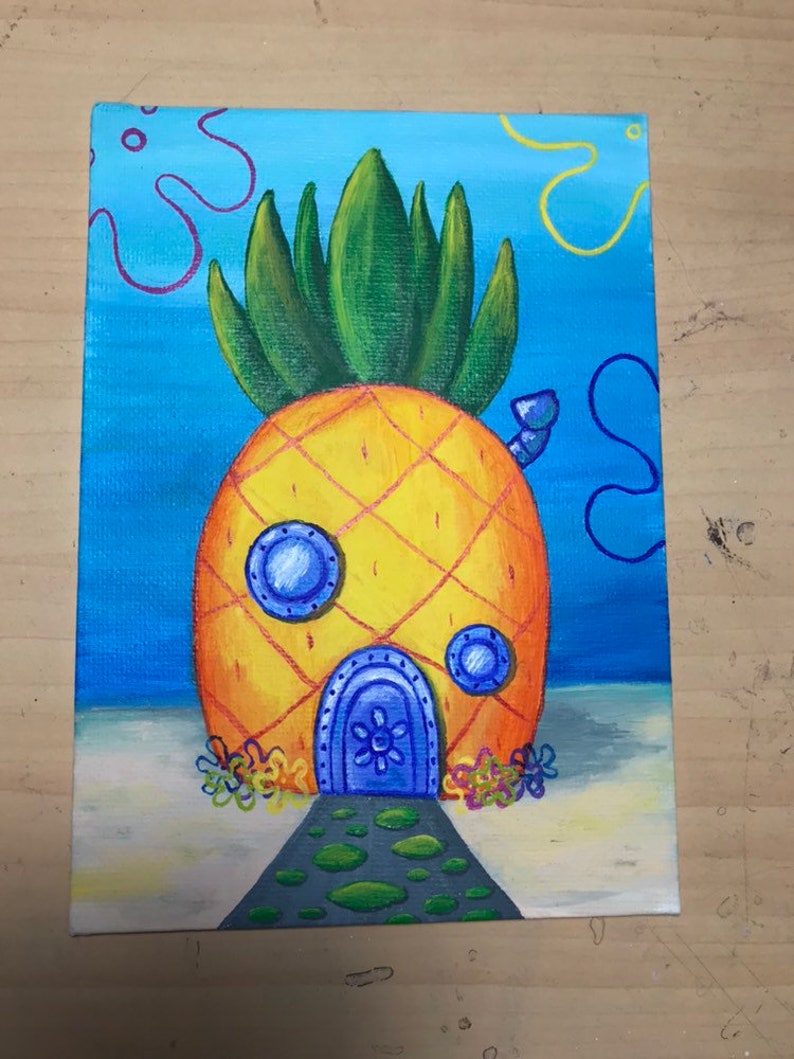 Spongebob Squarepants Pineapple House Acyrlic Painting - Etsy