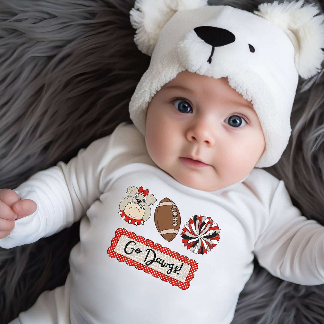 Bulldog Girl Infant Bodysuit UGA Baby Girl Onesie Go Dawgs Baby