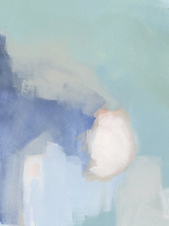 Pastel Abstract Painting Print Blue Print Art Large Canvas Etsy