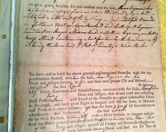 Vintage Mortgage/Deed/Bill of Sale from 1799 From Litchfield County Connecticut