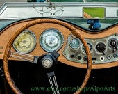 Antique car photo, dashboard photo from MG convertible, 8x10 or 12x18 photograph, vintage automobile, old car picture, man cave decoration