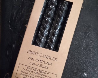 Waxy Facts Black Twisted pillar candles pack of 8