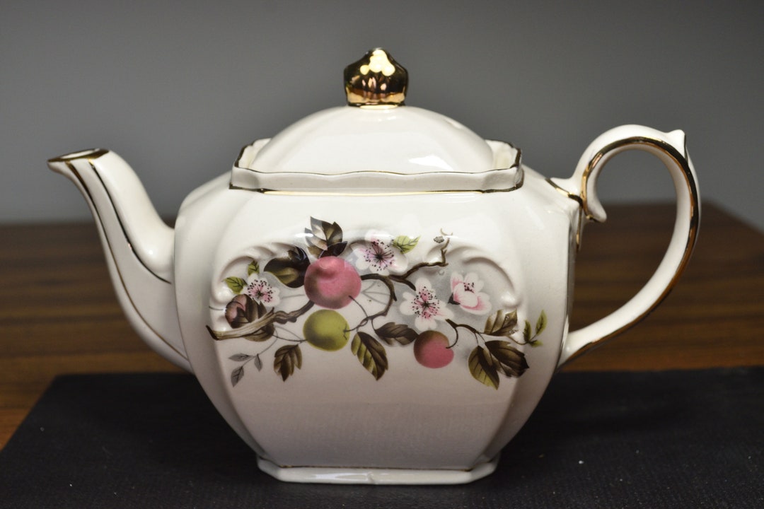 Vintage Sadler Small Teapot With Cherry Blossoms and Cherries Etsy