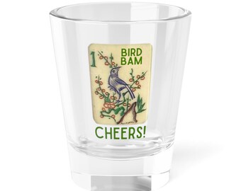 Funny Mahjong Shot Glass, One Bird Bam Cheers - Great Gift for Mah Jongg players, Humorous mahjong gift, girls night Fun Mahjong gift