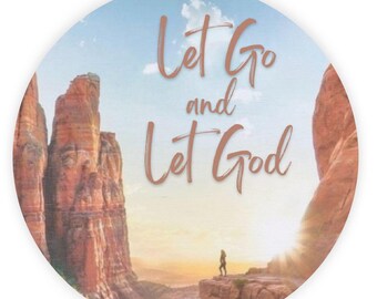 Christian Wood Sign, Let Go and Let God, 8”x8” wall decor made with durable Baltic birch wood, ships with a twine string and a hanging hook