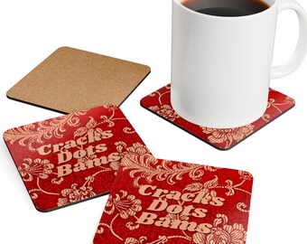 Mahjong Coaster Set - Vintage Floral Drink Coasters, Stylish Home Decor, Unique Mahjong Housewarming Gift, Mahjong game night coasters