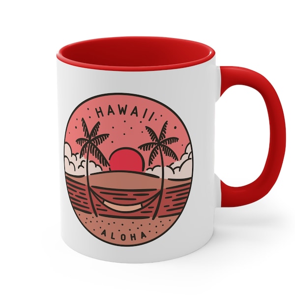 Hawaii State Coffee Mug, 11oz vacation Mug, enjoy your morning coffee with Hawaii Vibes, Hammock Hawaii Mug, Aloha mug comes in five colors