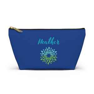 Personalized Accessory Pouch w T-bottom, Travel Case for makeup and toiletries, Custom pencil bag, Stylish zippered bag for accessories