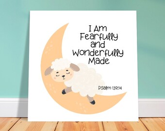 Psalms 139:14 Poster, Bible Verse Art for Baby Nursery, Fearfully and Wonderfully Made Semi Glossy Poster, Nursery Decor gift, Newborn gift