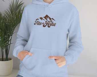 Take a Hike Pullover Unisex Heavy Blend Hooded Sweatshirt, comfy hoodie comes in 12 colors perfect for adventures or relaxing Hiking hoodie