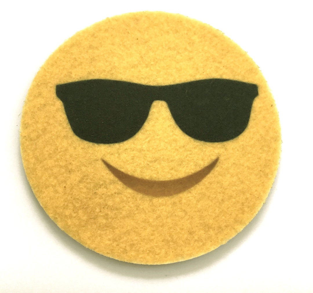 Smiling Face With Sunglasses Emoji Car Coasters Emoji Auto Coasters