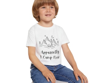 Camping Heavy Cotton™ Toddler T-shirt, Apparently I Camp Now for your little camper, cute summer T Shirt gift for happy campers, Four colors