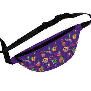 Lightweight Fanny Pack, Aloha Tropical Hawaiian cross body bag with adjustable strap and inside zipper, and 3 cardholders, travel bag gift