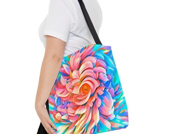 Large colorful flower Tote Bag, perfect for the beach or school, beautiful bag is stylish and practical and durable for everyday use