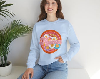 Stay cozy and embrace motherhood with our Retro Mama sweatshirt, Heavy Blend™ Crewneck Sweatshirt for Mama, sweatshirt comes in ten colors
