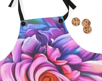 Colorful artist smock with floral design, perfect for cooking or crafting, beautiful apron adds a touch of art to any kitchen or studio