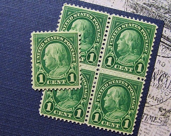 Ten 1c Benjamin Franklin .. Vintage Unused US Postage Stamp .. American History, Colonial America