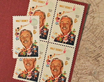 Ten 6c Walt Disney .. Vintage Unused US Postage Stamps .. Disneyland, Amusement Parks, Cartoons, Mickey Mouse, Donald Duck