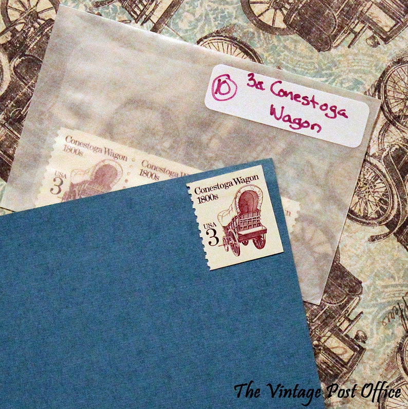 Ten 3c Conestoga Wagon .. Vintage Unused US Postage Stamps .. Etsy