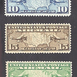 Für den Sammler...1926 prägen uns Luftpost Briefmarken... Scott-C7-9-Karte mit Flugzeugen set 3 Marken.