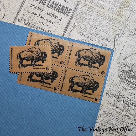Ten 6c American Buffalo .. Vintage Unused US Postage Stamps .. Old West, Wildlife Conservation, Great Plains USA