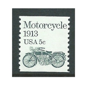 Sello postal estadounidense sin usar de 5 centavos, motocicleta, 1913, serie de transporte, emitido en 1983. Paquete de 10 sellos.