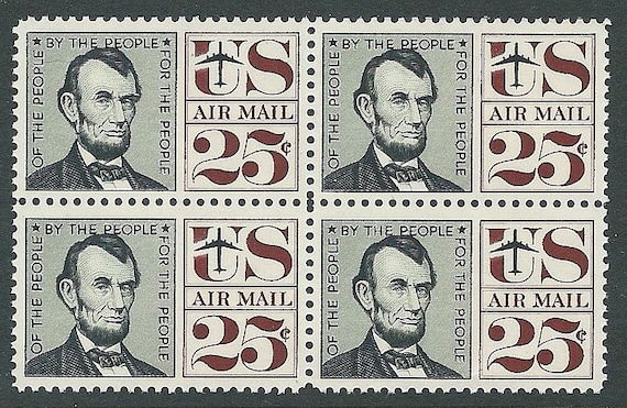 Vintage Unused US Postage Stamp 25c Abraham Lincoln Airmail