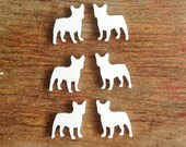 6 Acrylic White French Bulldogs 16 mm Long Laser Cut