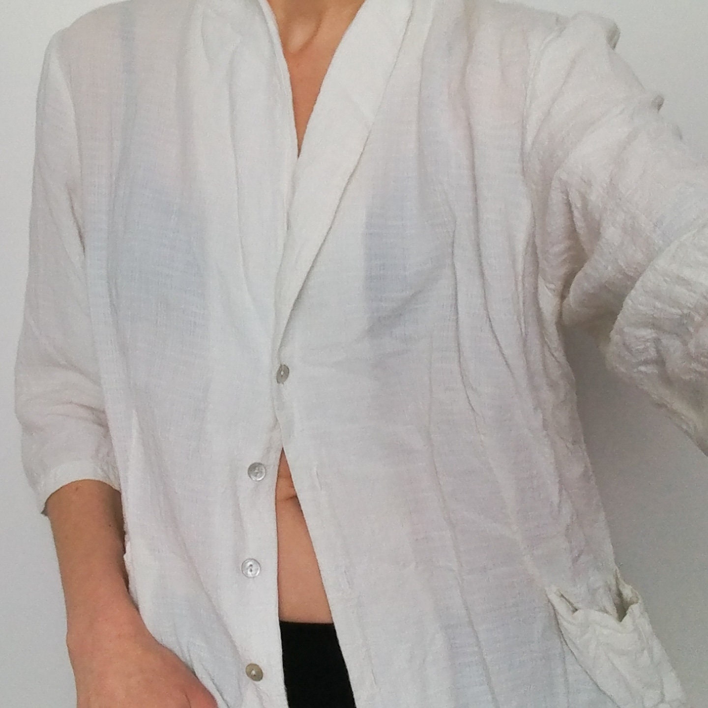 White Eileen Fisher Top Blouse Jacket 