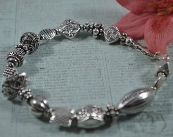 Bali sterling silver bracelet, OOAK, sampler bracelet, keepsake bracelet, handcrafted