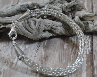 Sterling silver Viking Knit bracelet, wire jewelry, handcrafted