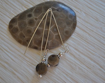 Petoskey stone earrings, Up North Michigan, Lake Michigan, sterling earrings