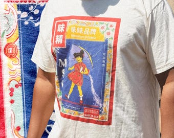 Off-White Chinese Asian American MSG Girl Shirt / Asian Food Art