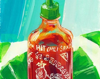 Sriracha Bottle Print + Postcard