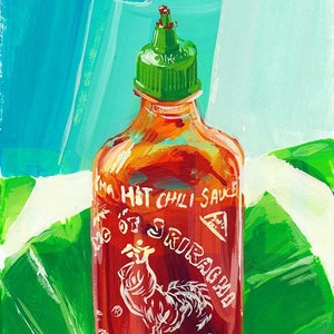 Sriracha Bottle Print Postcard image 1