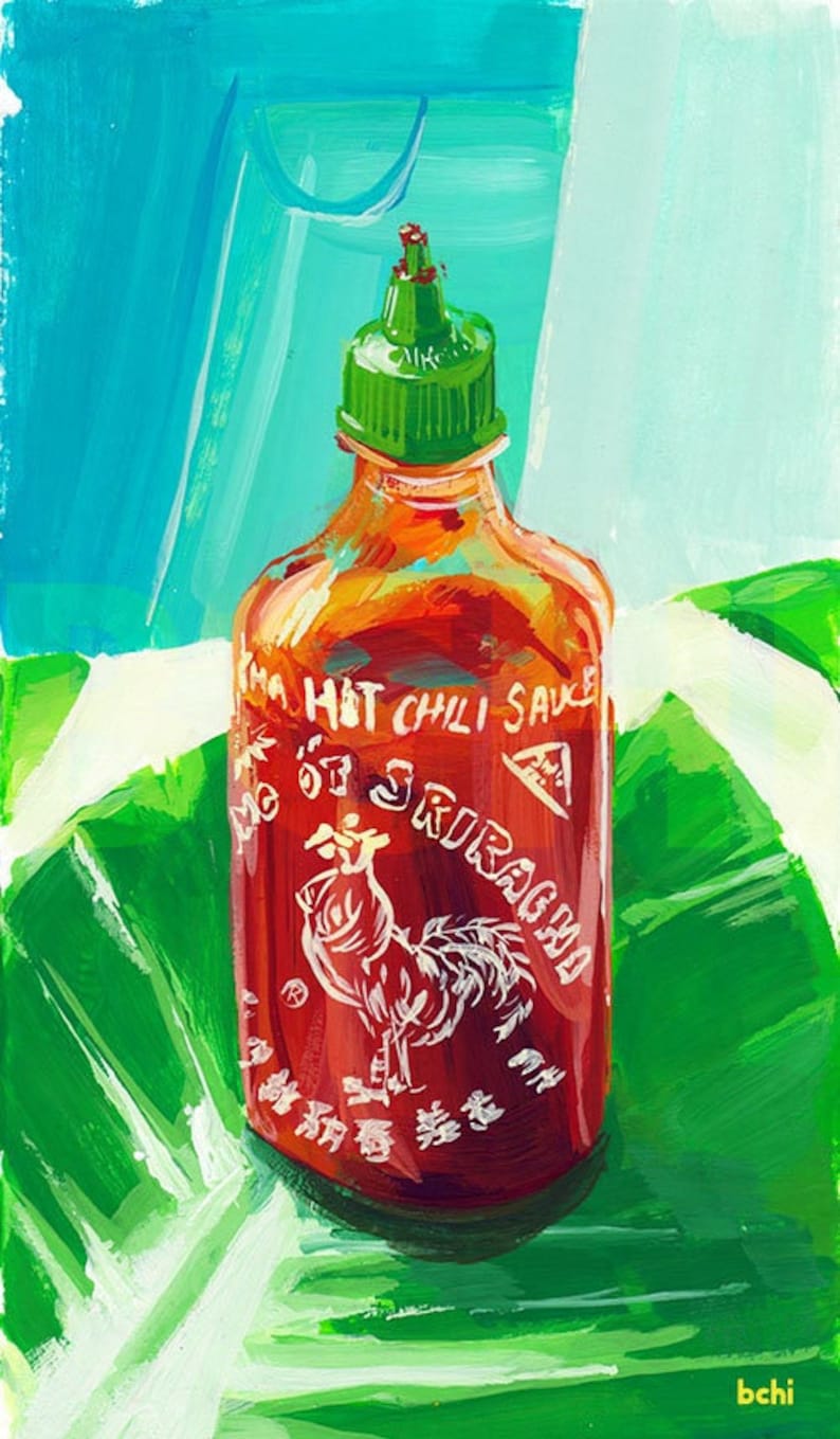 Sriracha Bottle Print Postcard image 1