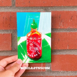 Sriracha Bottle Print Postcard 4" w x 6"h Postcard