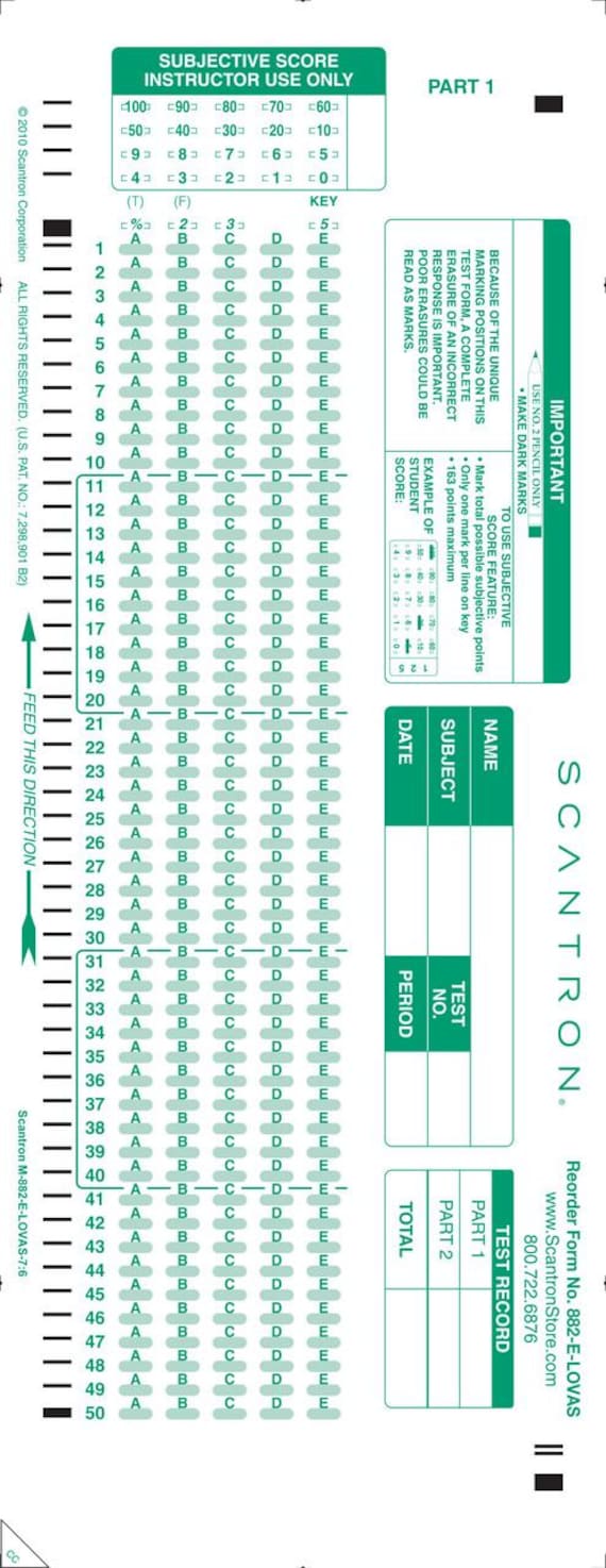 10 scantron forms - genuine 882-e forms - etsy