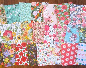 50 Piece Mixed Lot of Vintage Book Paper Pieces & Cardstock/Scrapbook Paper Colorful Florals Journaling Ephemera