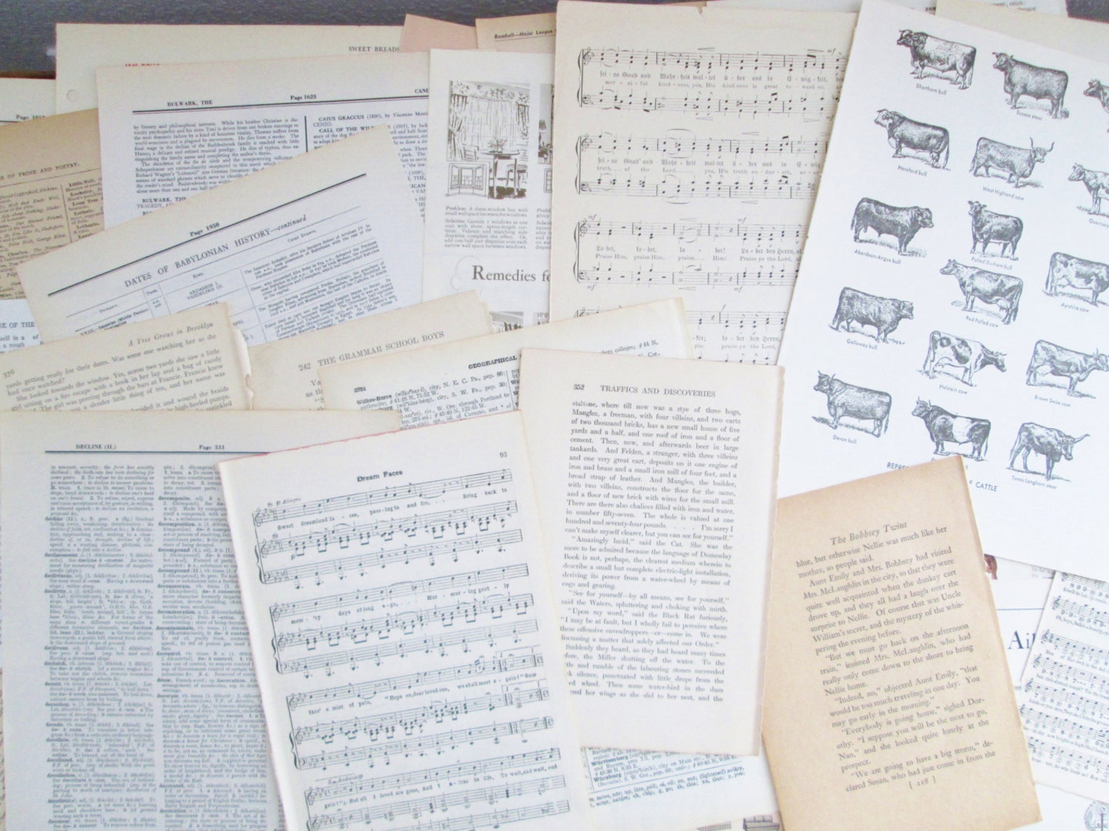 Vintage Book Paper Ephemera Pack 1890-1958 Mixed Lot of 36 Pages ...