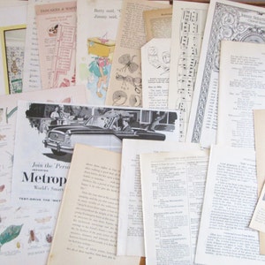 Vintage Paper Ephemera Pack Book Paper 100 Pages Mixed Lot Music Dictionary Fiction Non-Fiction Children Vintage Images and Photos image 4