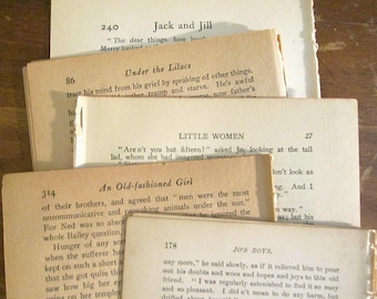 Antique 1886-1921 Louisa May Alcott 30 Book Pages Assorted Titles Unique Paper Ephemera