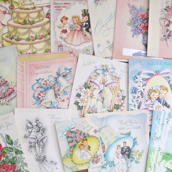 Vintage 1940's Wedding Cards 25 Cards Vintage Graphics Card Making Scrapbooking Repurpose Paper Crafts Vintage Wedding Ephemera